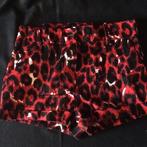 Red leopard shorts